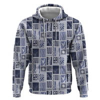 Vintage Aloha Block Quilt Hoodie Blue Inspired Lei Motifs - Polynesian Pride