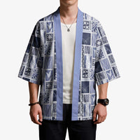 Vintage Aloha Block Quilt Kimono Blue Inspired Lei Motifs - Polynesian Pride