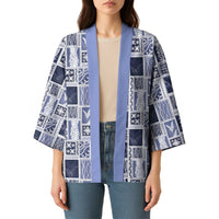 Vintage Aloha Block Quilt Kimono Blue Inspired Lei Motifs - Polynesian Pride