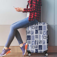 Vintage Aloha Block Quilt Luggage Cover Blue Inspired Lei Motifs - Polynesian Pride