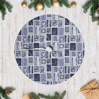 Vintage Aloha Block Quilt Tree Skirt Blue Inspired Lei Motifs - Polynesian Pride