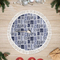 Vintage Aloha Block Quilt Tree Skirt Blue Inspired Lei Motifs - Polynesian Pride