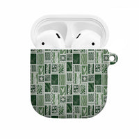 Vintage Aloha Block Quilt AirPods Case Green Inspired Lei Motifs - Polynesian Pride