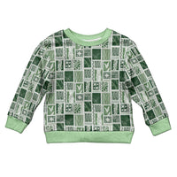 Vintage Aloha Block Quilt Kid Ugly Christmas Sweater Green Inspired Lei Motifs - Polynesian Pride