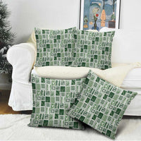 Vintage Aloha Block Quilt Pillow Cover Green Inspired Lei Motifs - Polynesian Pride