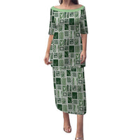 Vintage Aloha Block Quilt Puletasi Green Inspired Lei Motifs - Polynesian Pride