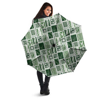 Vintage Aloha Block Quilt Umbrella Green Inspired Lei Motifs - Polynesian Pride