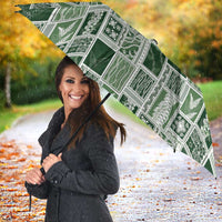 Vintage Aloha Block Quilt Umbrella Green Inspired Lei Motifs - Polynesian Pride