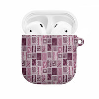 Vintage Aloha Block Quilt AirPods Case Pink Inspired Lei Motifs - Polynesian Pride