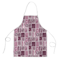 Vintage Aloha Block Quilt Apron Pink Inspired Lei Motifs - Polynesian Pride