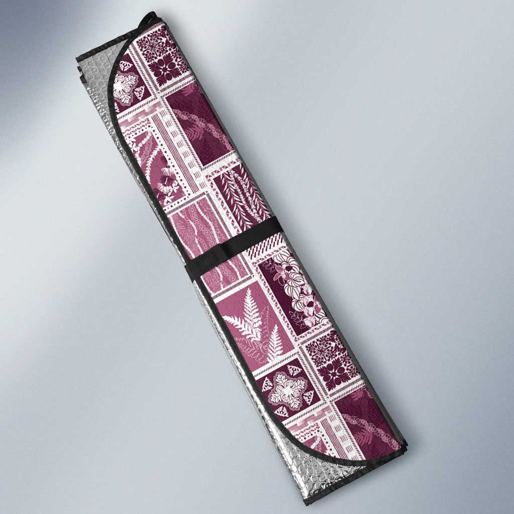 Vintage Aloha Block Quilt Auto Sun Shade Pink Inspired Lei Motifs - Polynesian Pride