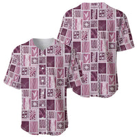 Vintage Aloha Block Quilt Baseball Jersey Pink Inspired Lei Motifs - Polynesian Pride