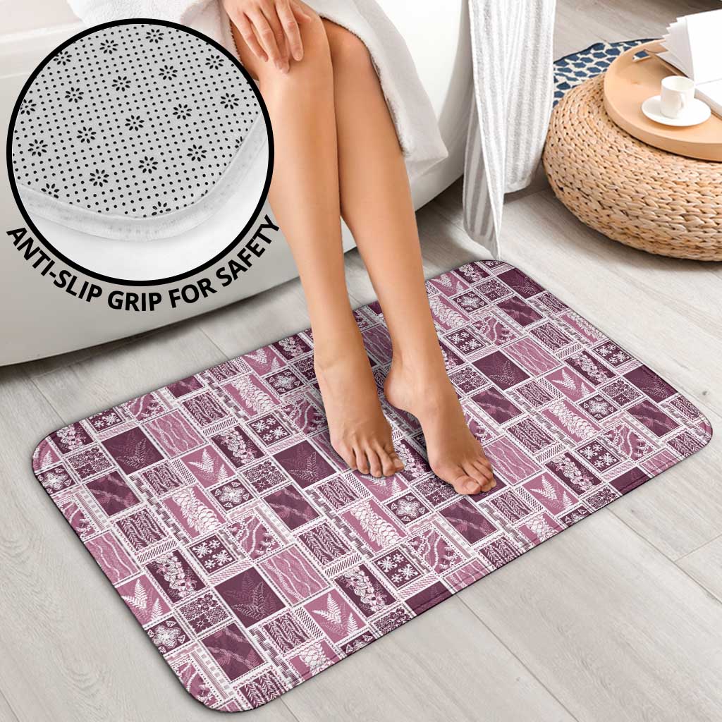 Vintage Aloha Block Quilt Bathroom Set Pink Inspired Lei Motifs - Polynesian Pride