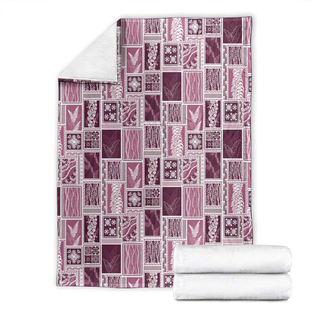 Vintage Aloha Block Quilt Blanket Pink Inspired Lei Motifs - Polynesian Pride