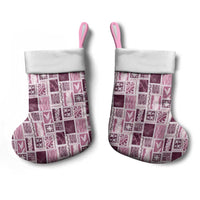 Vintage Aloha Block Quilt Christmas Stocking Pink Inspired Lei Motifs - Polynesian Pride