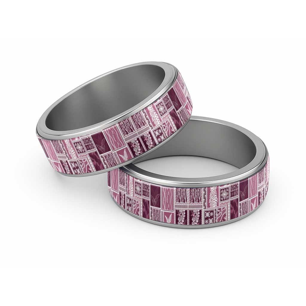 Vintage Aloha Block Quilt Classic Ring Pink Inspired Lei Motifs - Polynesian Pride