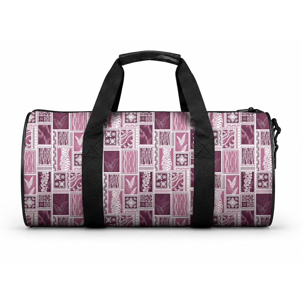 Vintage Aloha Block Quilt Duffle Bag Pink Inspired Lei Motifs LT9 One size Pink - Polynesian Pride