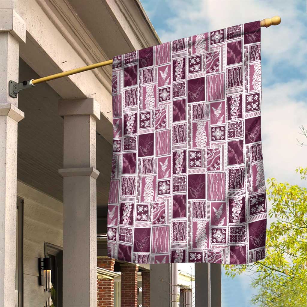 Vintage Aloha Block Quilt Garden Flag Pink Inspired Lei Motifs - Polynesian Pride