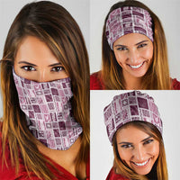 Vintage Aloha Block Quilt Neck Gaiter Pink Inspired Lei Motifs - Polynesian Pride