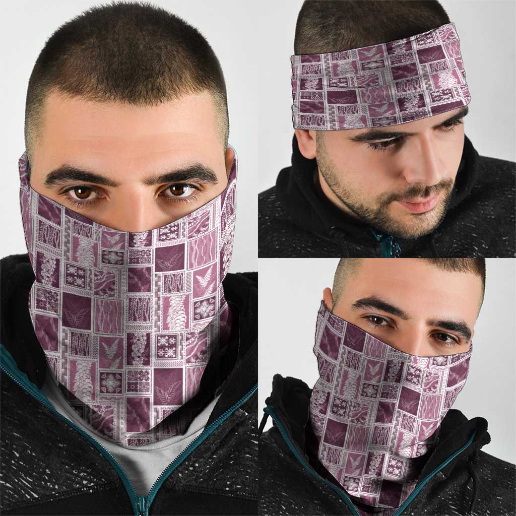 Vintage Aloha Block Quilt Neck Gaiter Pink Inspired Lei Motifs - Polynesian Pride