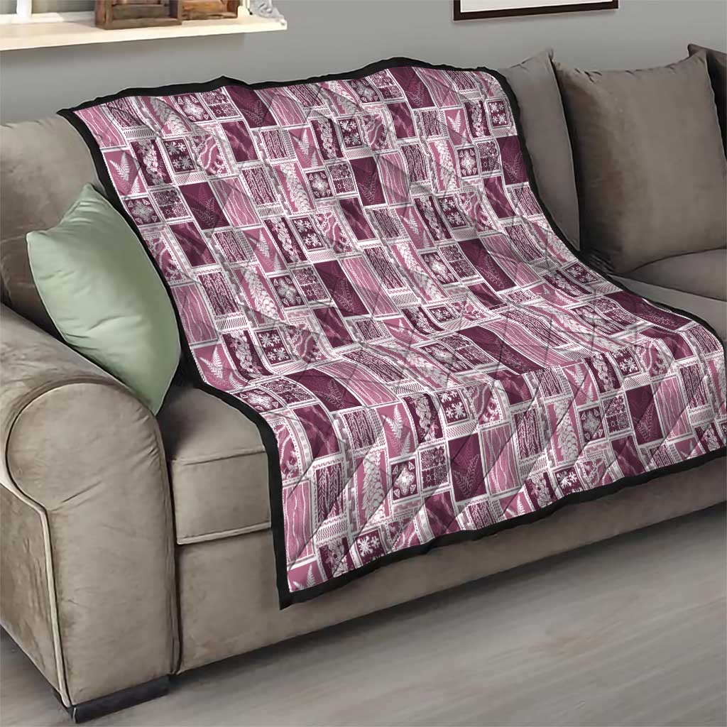 Vintage Aloha Block Quilt Quilt Pink Inspired Lei Motifs - Polynesian Pride