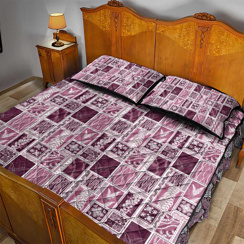 Vintage Aloha Block Quilt Quilt Bed Set Pink Inspired Lei Motifs - Polynesian Pride