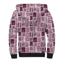 Vintage Aloha Block Quilt Sherpa Hoodie Pink Inspired Lei Motifs - Polynesian Pride