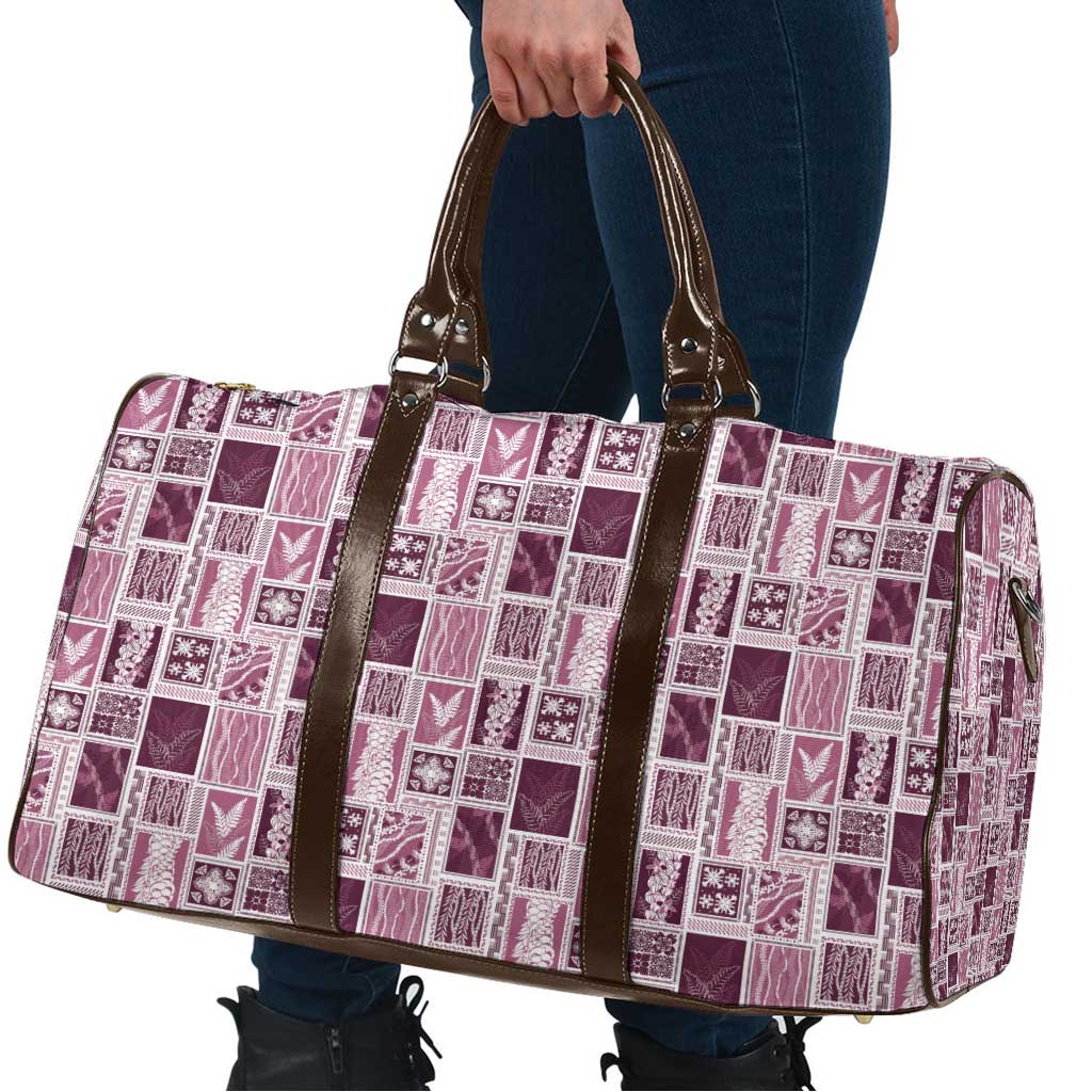 Vintage Aloha Block Quilt Travel Bag Pink Inspired Lei Motifs - Polynesian Pride