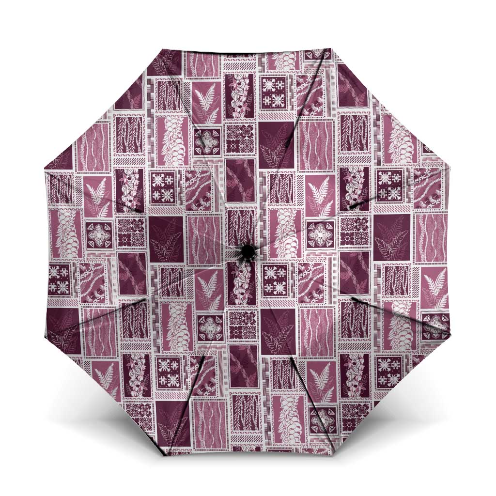 Vintage Aloha Block Quilt Umbrella Pink Inspired Lei Motifs - Polynesian Pride