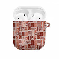 Vintage Aloha Block Quilt AirPods Case Red Inspired Lei Motifs - Polynesian Pride