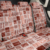 Vintage Aloha Block Quilt Back Car Seat Cover Red Inspired Lei Motifs - Polynesian Pride
