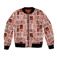 Vintage Aloha Block Quilt Bomber Jacket Red Inspired Lei Motifs - Polynesian Pride