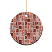 Vintage Aloha Block Quilt Ceramic Ornament Red Inspired Lei Motifs - Polynesian Pride