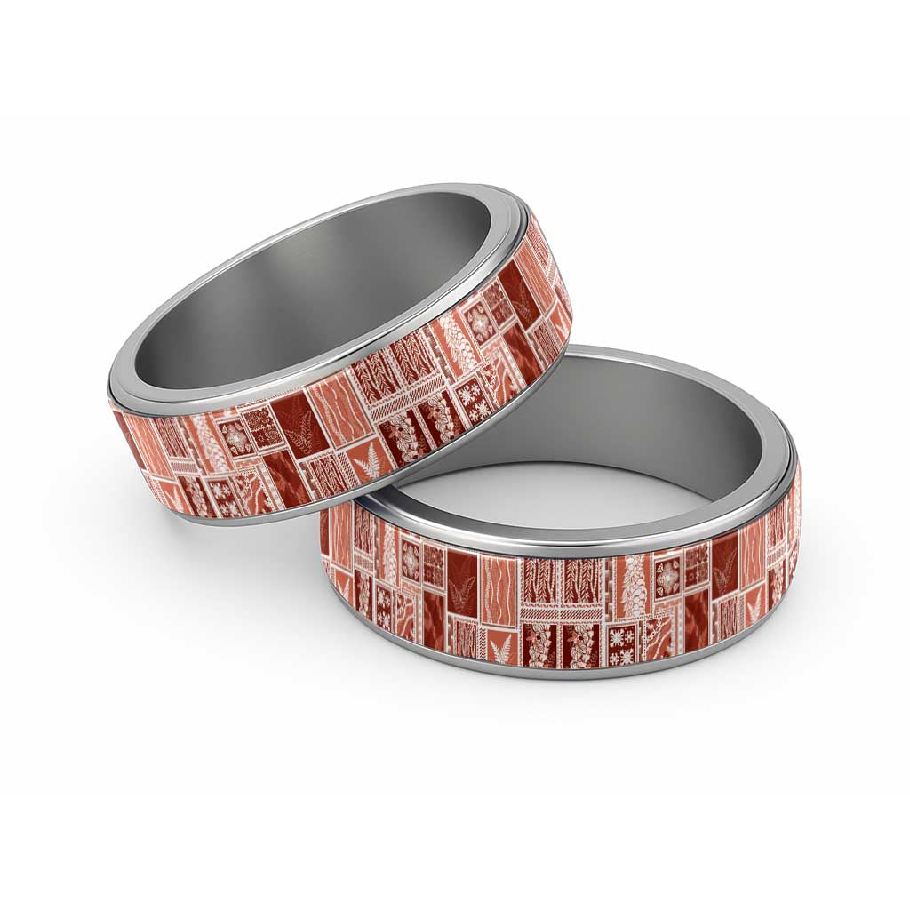 Vintage Aloha Block Quilt Classic Ring Red Inspired Lei Motifs - Polynesian Pride