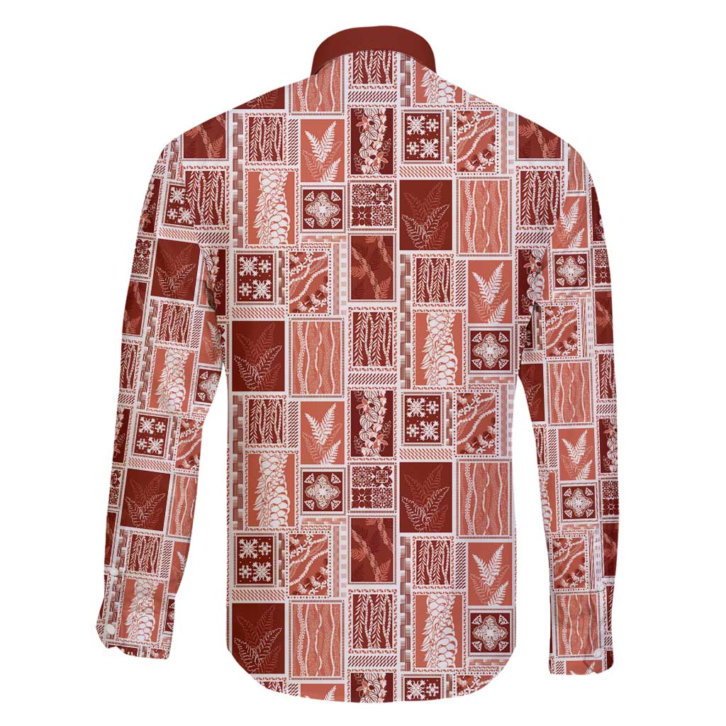 Vintage Aloha Block Quilt Family Matching Tank Maxi Dress and Hawaiian Shirt Red Inspired Lei Motifs - Polynesian Pride