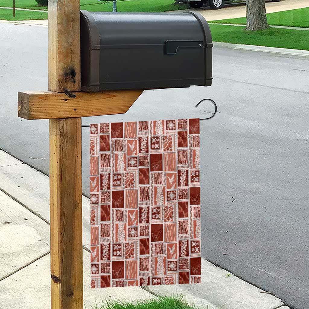 Vintage Aloha Block Quilt Garden Flag Red Inspired Lei Motifs - Polynesian Pride