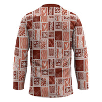 Vintage Aloha Block Quilt Hockey Jersey Red Inspired Lei Motifs - Polynesian Pride