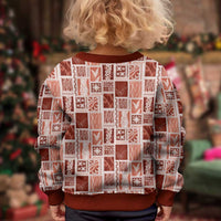 Vintage Aloha Block Quilt Kid Ugly Christmas Sweater Red Inspired Lei Motifs - Polynesian Pride