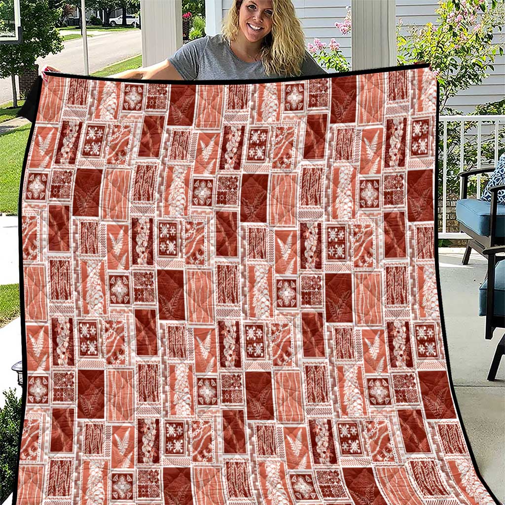 Vintage Aloha Block Quilt Quilt Red Inspired Lei Motifs - Polynesian Pride