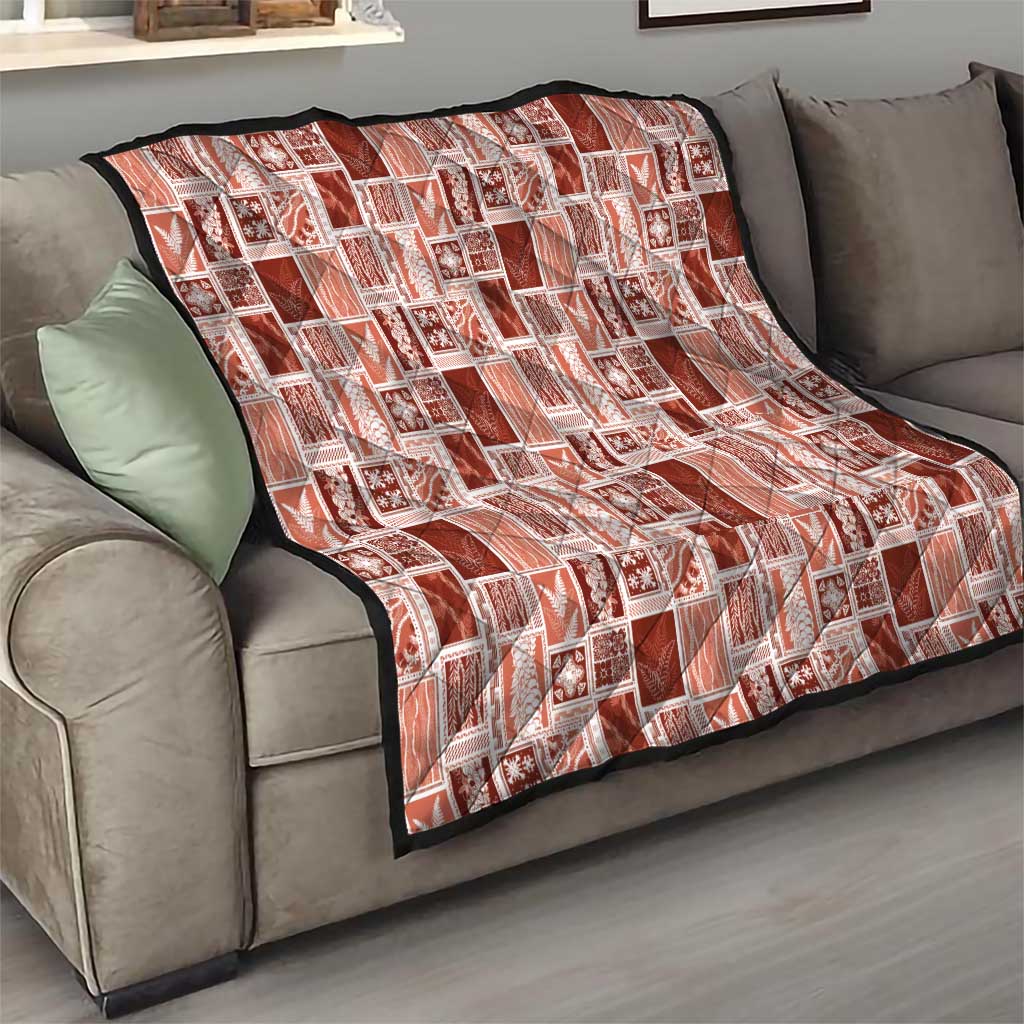 Vintage Aloha Block Quilt Quilt Red Inspired Lei Motifs - Polynesian Pride