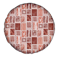 Vintage Aloha Block Quilt Spare Tire Cover Red Inspired Lei Motifs - Polynesian Pride