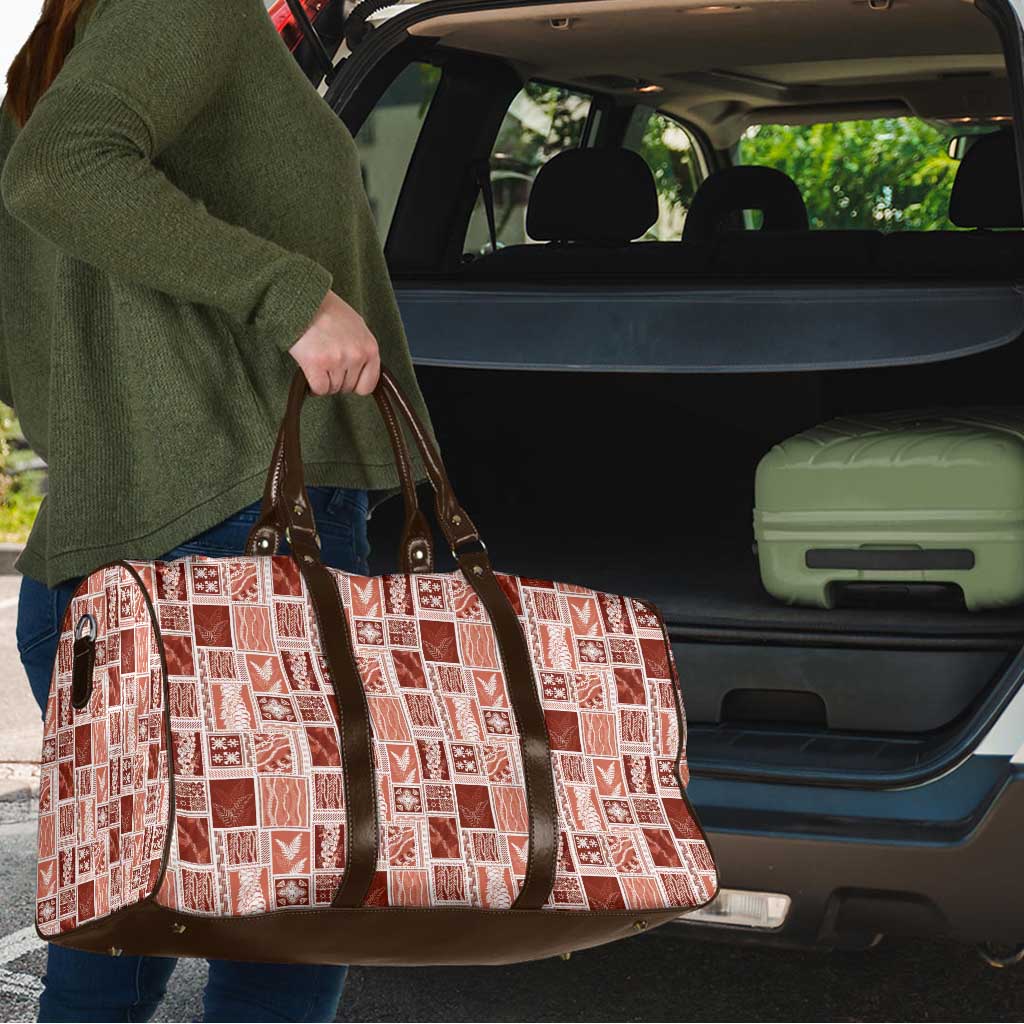 Vintage Aloha Block Quilt Travel Bag Red Inspired Lei Motifs - Polynesian Pride