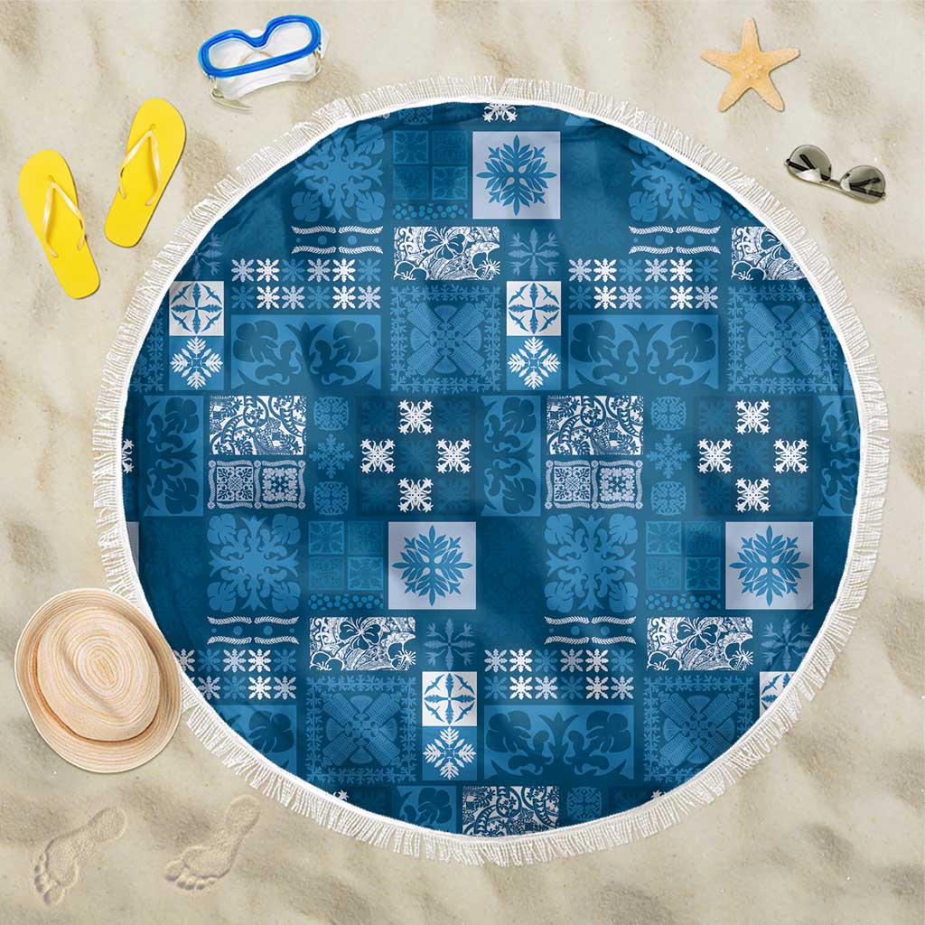 Vintage Hawaiian Quilting Patterns Beach Blanket Blue Style Tribal Fabric Patchwork - Polynesian Pride
