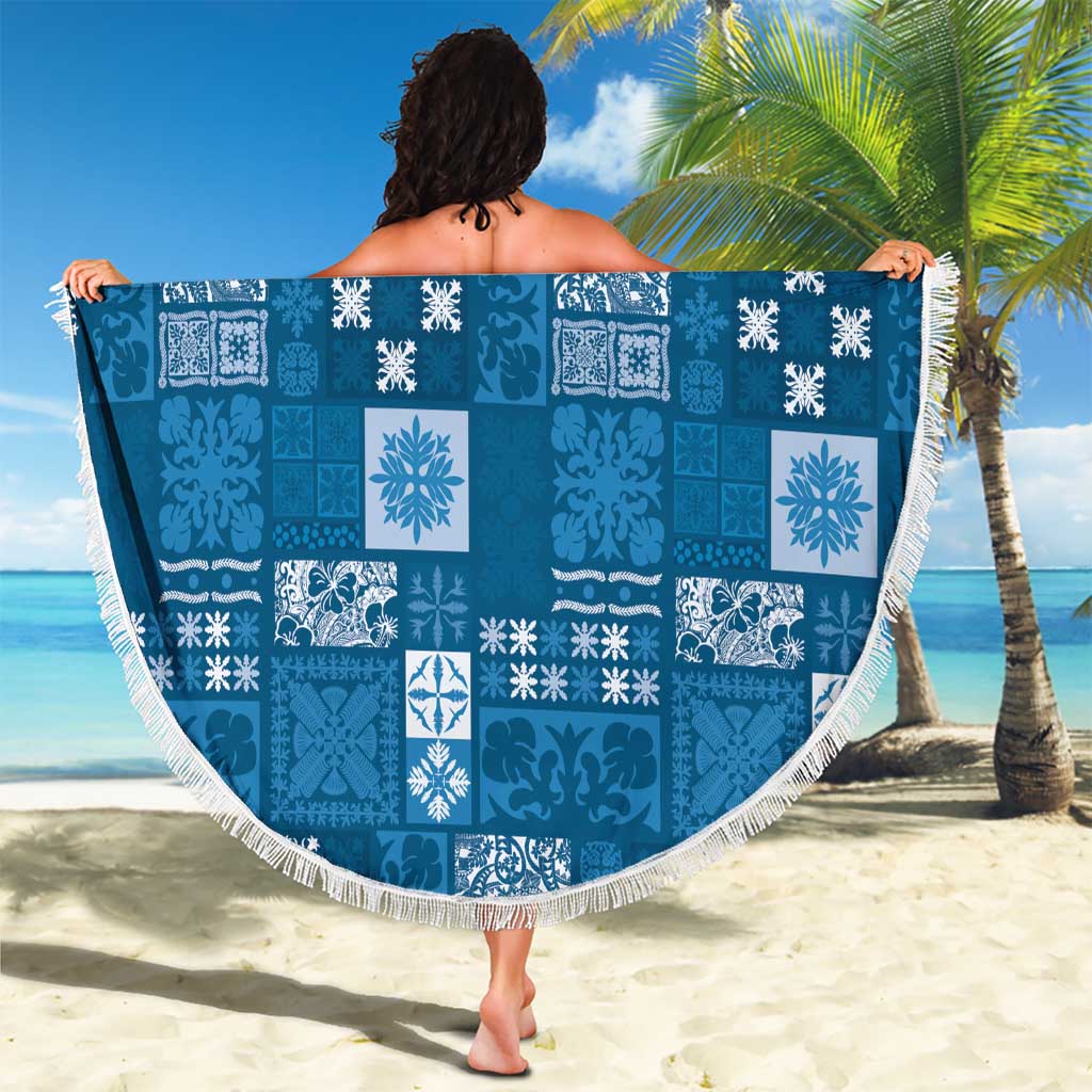 Vintage Hawaiian Quilting Patterns Beach Blanket Blue Style Tribal Fabric Patchwork - Polynesian Pride