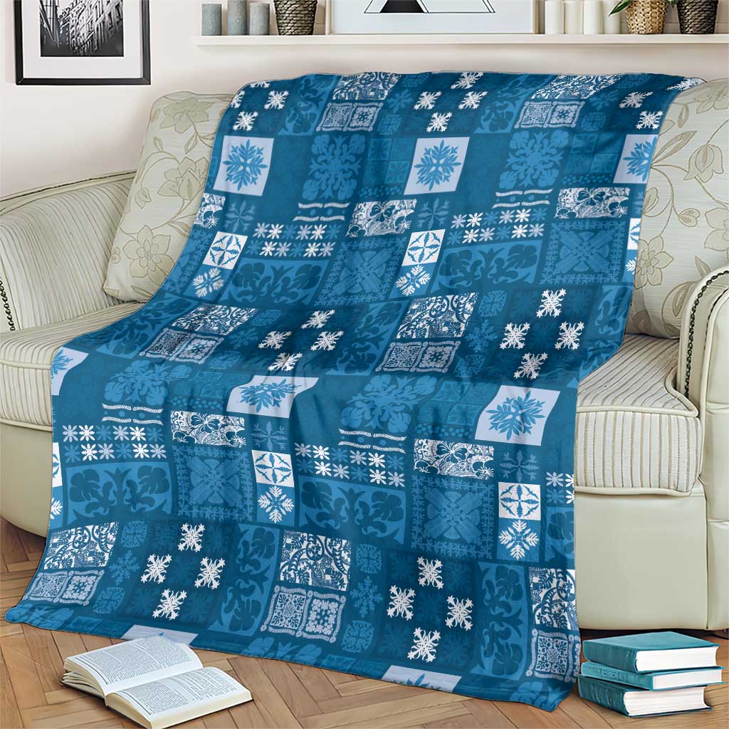 Vintage Hawaiian Quilting Patterns Blanket Blue Style Tribal Fabric Patchwork - Polynesian Pride