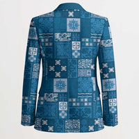 Vintage Hawaiian Quilting Patterns Blazer Blue Style Tribal Fabric Patchwork - Polynesian Pride