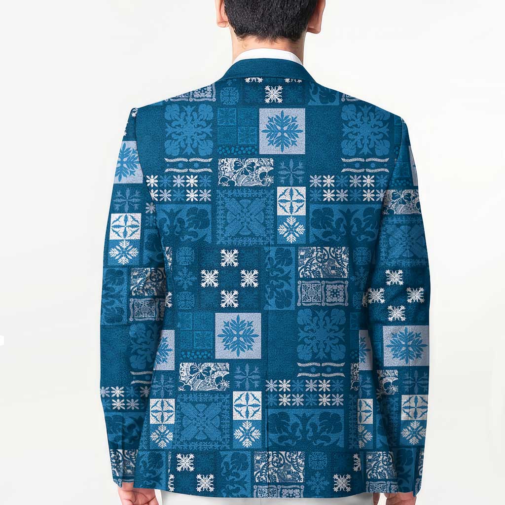 Vintage Hawaiian Quilting Patterns Blazer Blue Style Tribal Fabric Patchwork - Polynesian Pride