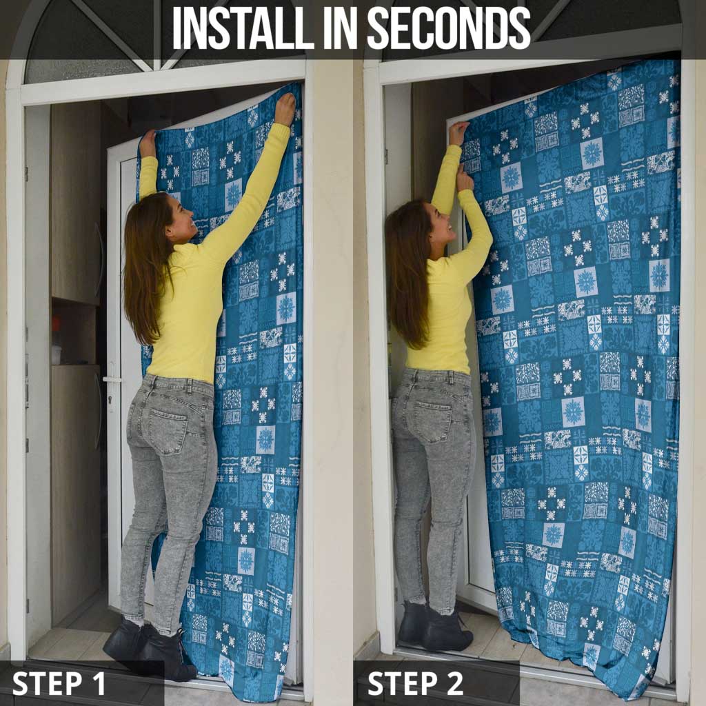 Vintage Hawaiian Quilting Patterns Door Cover Blue Style Tribal Fabric Patchwork - Polynesian Pride