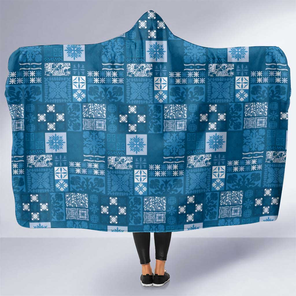 Vintage Hawaiian Quilting Patterns Hooded Blanket Blue Style Tribal Fabric Patchwork - Polynesian Pride