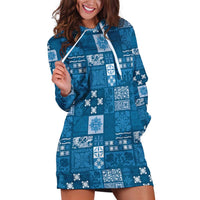 Vintage Hawaiian Quilting Patterns Hoodie Dress Blue Style Tribal Fabric Patchwork - Polynesian Pride